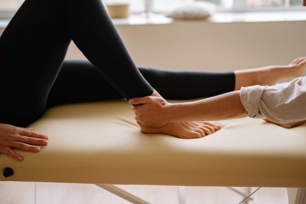 Foot massage on a table
